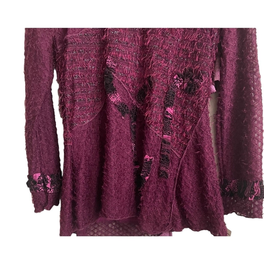 Jack & Jinger Women Lace Tunic Knit L Wine‎ Whimsigoth Asymmetrical Fairy Boho - Picture 7 of 10